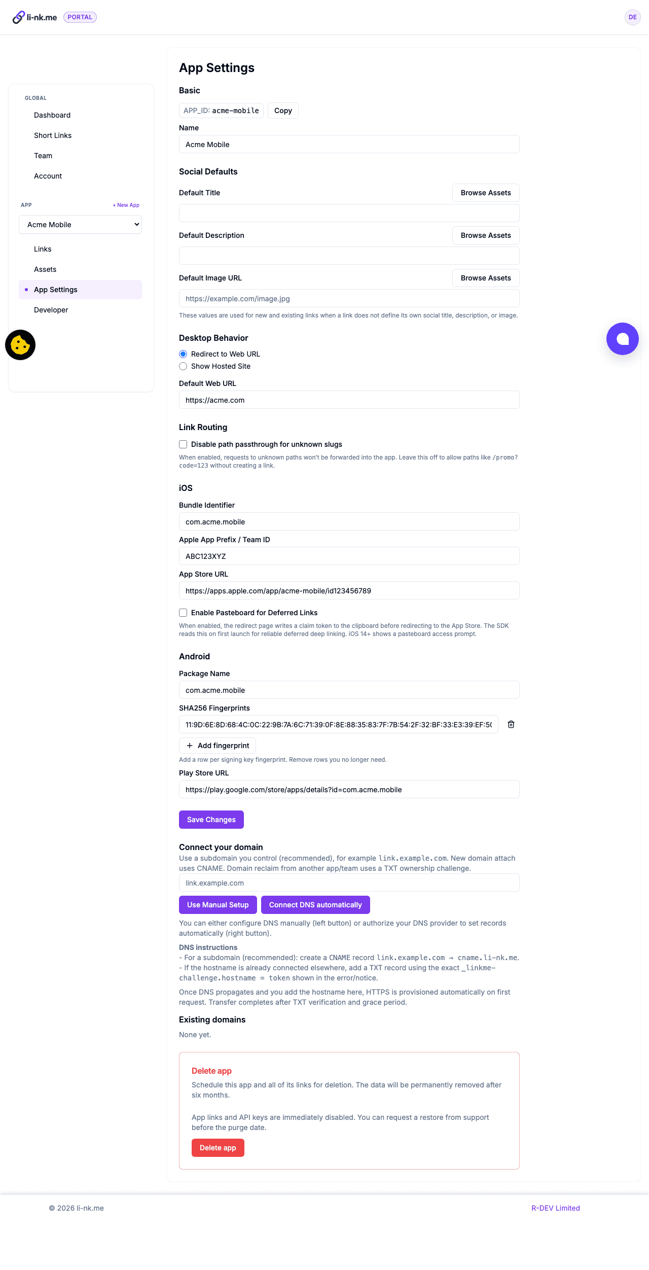 Portal view comparing app configurations across platforms