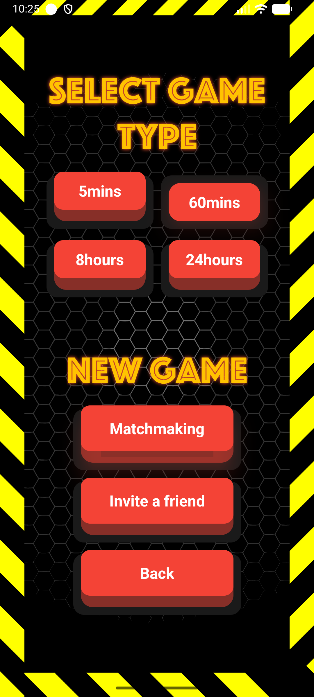 Click Defeat lobby screen with match options