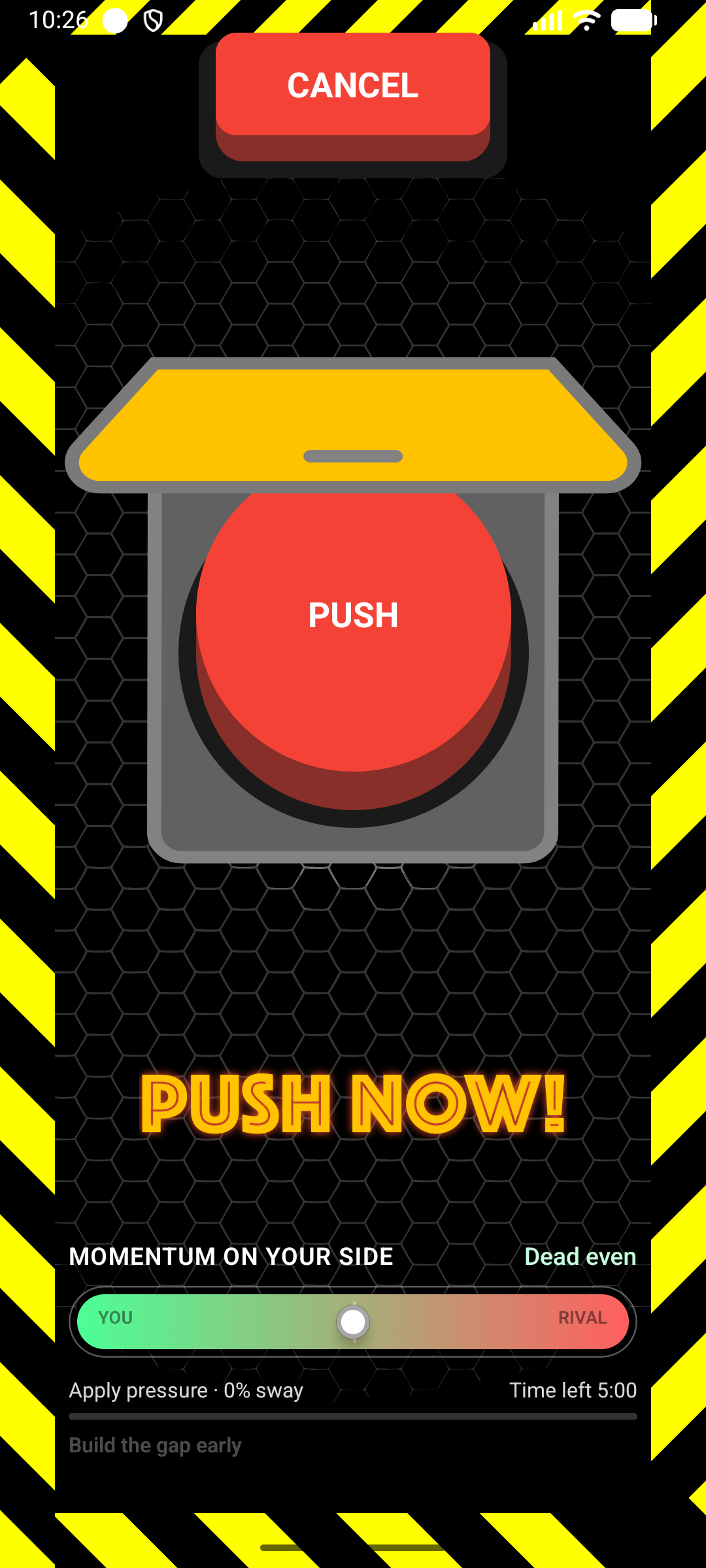 Click Defeat gameplay screen showing push action